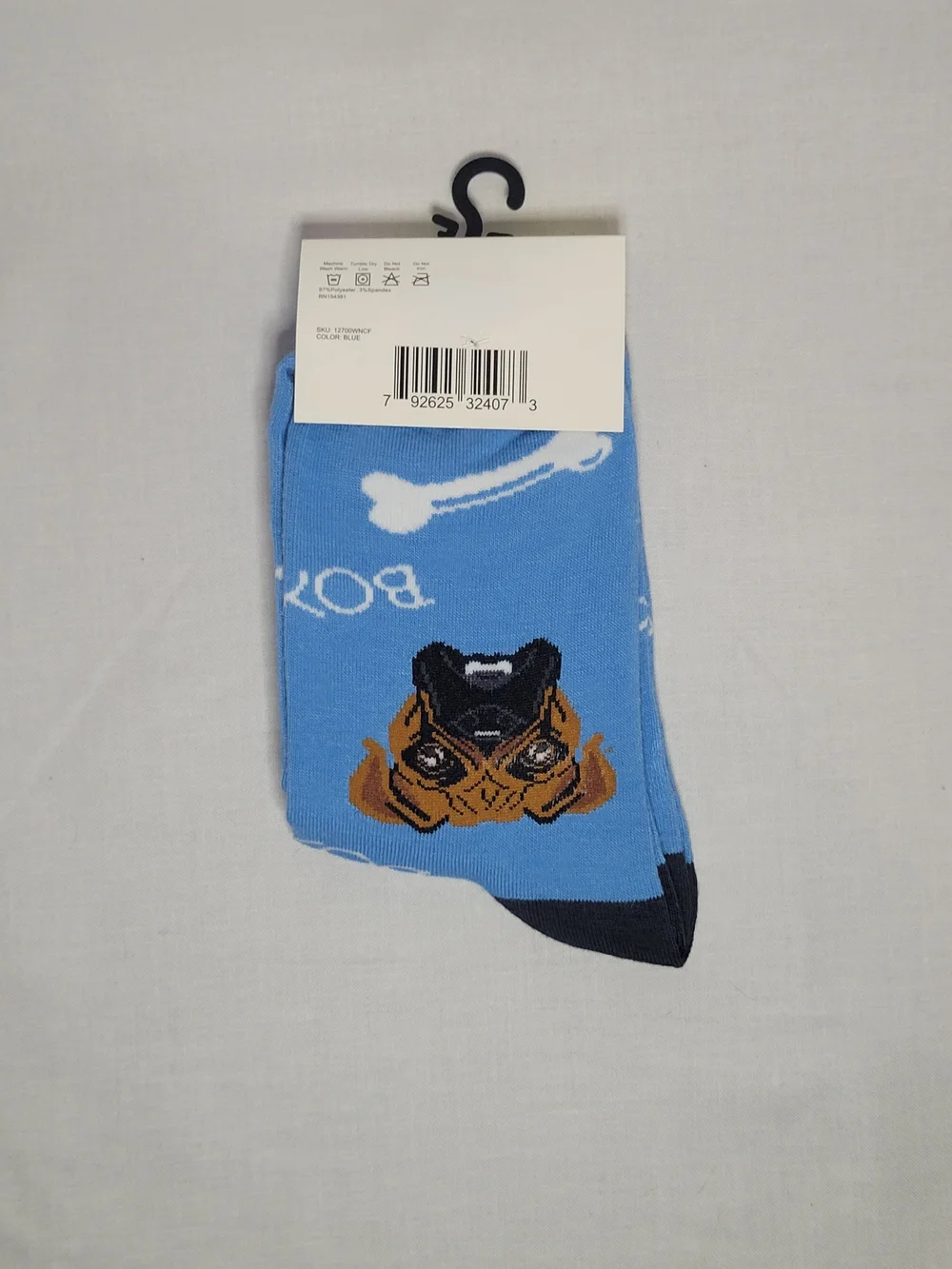 Women's Blue Boxer Dog Crew Socks